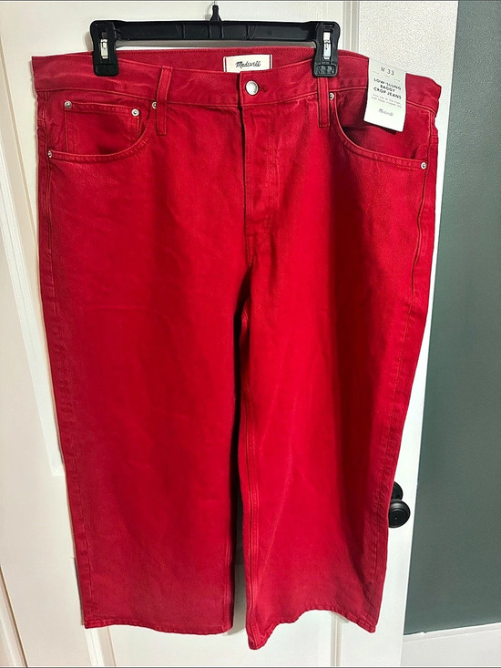 Madewell Denim - Madewell Low-Slung Baggy Crop Jeans in Red Waist 33